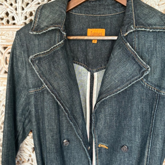 Great Jeans Jacket! Denim Knee length Trench Coat. PRISTINE CONDITION. - Picture 6 of 9